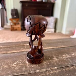 African Wood Sculpture Original Hand Carved Art 'We Are the World'